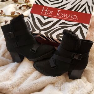 Girls Black Heeled Booties